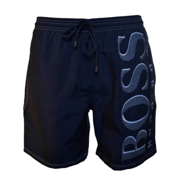 Hugo Boss Shorts Adult Large Navy Killifish Swim Trunks Board Lined Logo Mens L - Picture 1 of 8